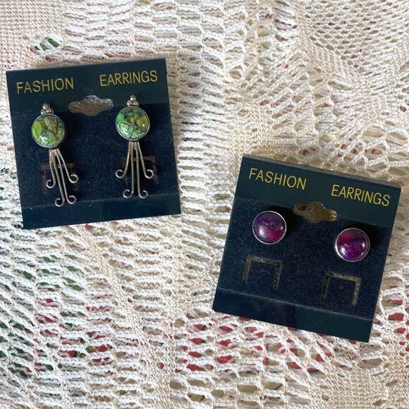Bohemian Earrings Vintage Interchangeable Jewelry Set of Two - Picture 1 of 6